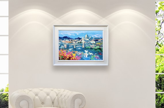 Vatican City Oil Painting, Rome Italian Landscape, Textured Impressionist Art