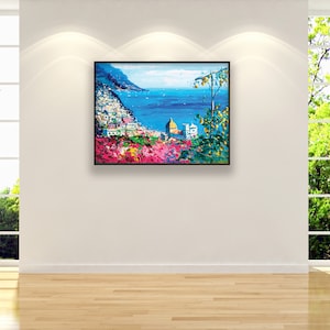 Positano Painting on Canvas, Original Artwork, Amalfi Coast Art, Italy Painting, Living Room Wall Art, Large Wall Art, Anniversary Gift image 3