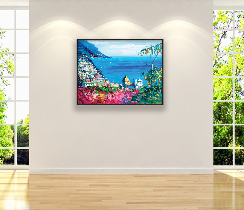 Positano Painting on Canvas, Original Artwork, Amalfi Coast Art, Italy Painting, Living Room Wall Art, Large Wall Art, Anniversary Gift image 3