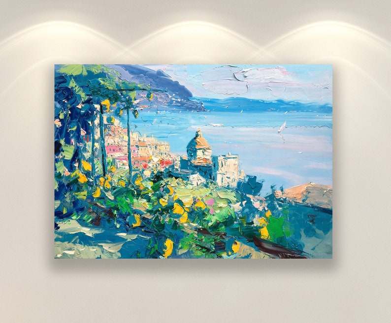 Positano Art, Wall Art Prints, Amalfi Coast, Italy Art, Lemon Tree Art, Seascape Wall Art, Floral Art, Kitchen Wall Art, Wall Decor Art image 1