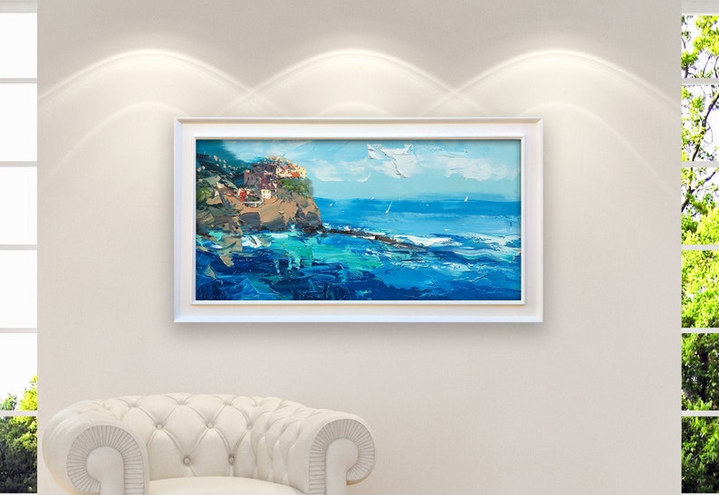 Manarola Painting on Canvas Original Art Cinque Terre Italy - Etsy