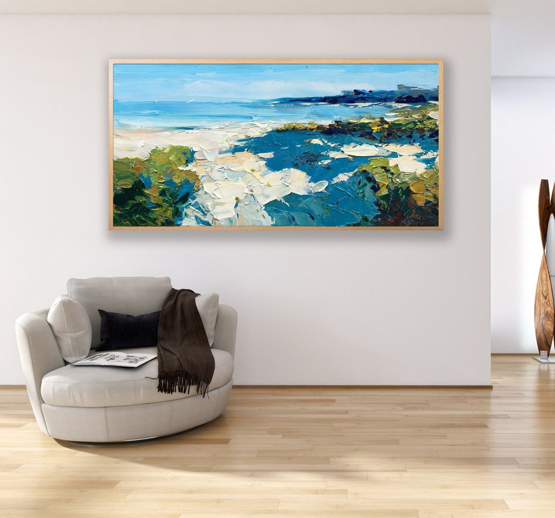 Beach Painting on Canvas Original Art Ocean Wall Art - Etsy