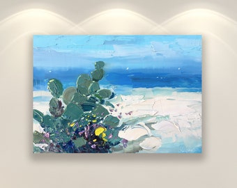 Beach Art, Wall Art Print, Ocean Art, Cactus Art, Seascape Wall Art, Coastal Wall Art, Art Print, Floral Art, Room Wall Art, Wall Decor Art