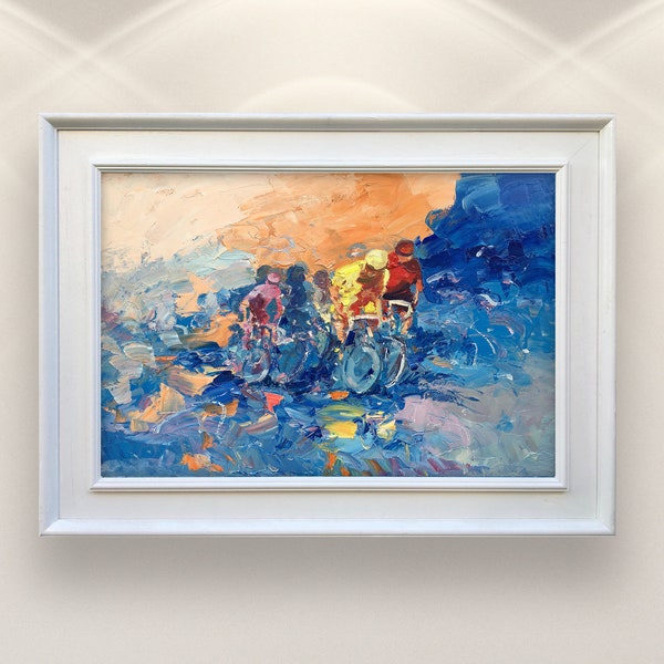 Art vélo sur toile, oeuvre d'art originale, art mural vélo, art cyclisme, art sport, Tour de France, peinture vélo, art bicyclette, cadeau vélo pour homme