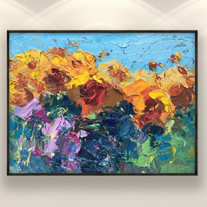 Sunflowers Painting on Canvas, Original Landscape Art, Modern Floral Wall Art, Textured Flower Art for Living Room Wall Decor, Large Art