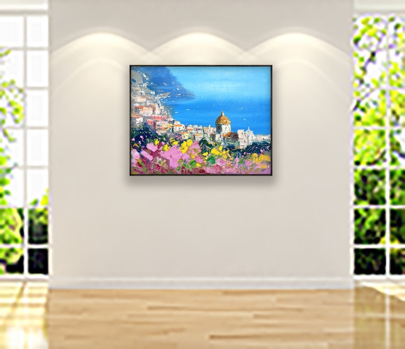 Positano Painting on Canvas, Original Art, Impressionist Italy Art, Seascape Painting, Living Room Wall Art, Large Art, Anniversary Gift image 2