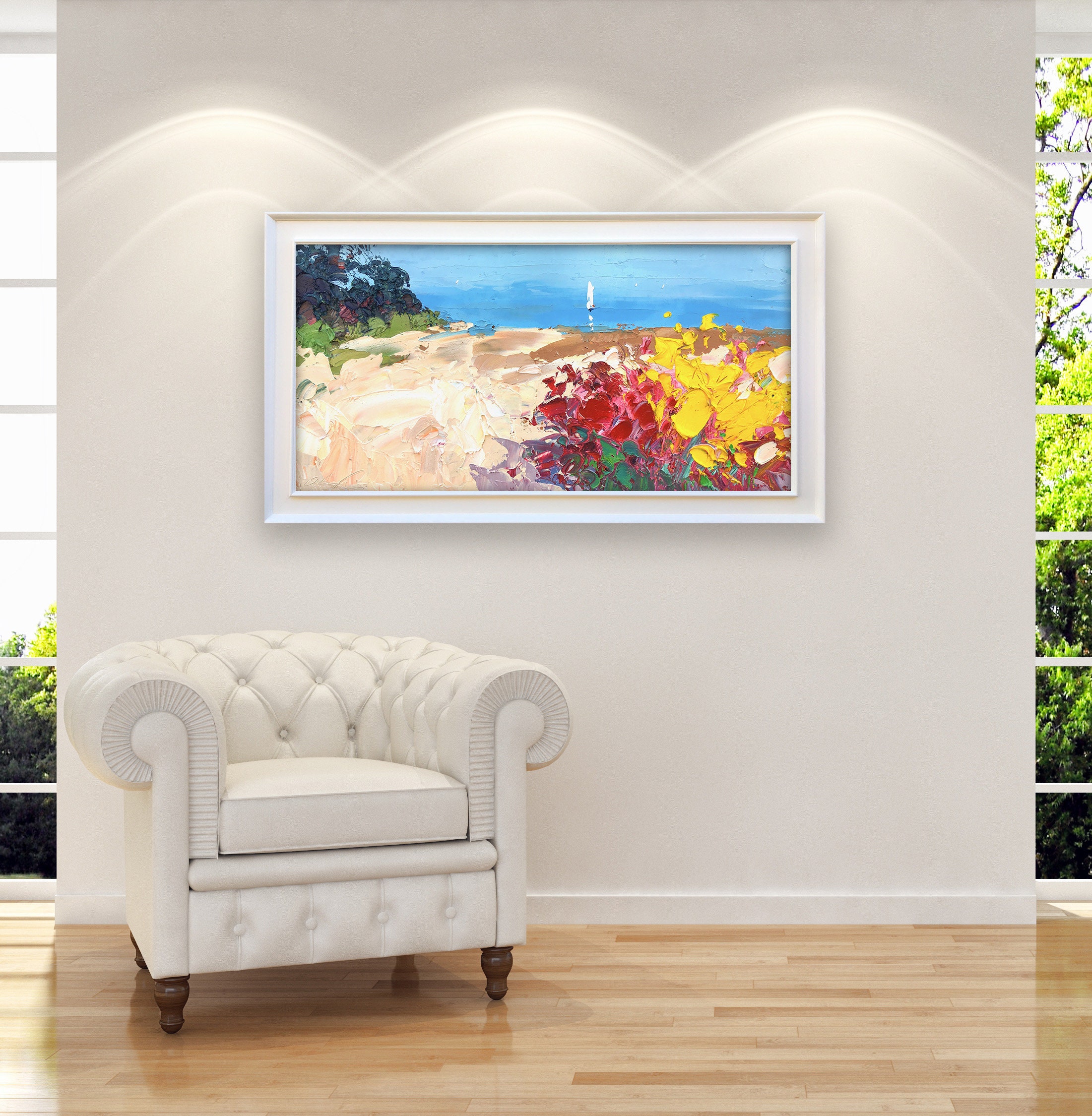 Beach Painting on Canvas Original Art Ocean Art Modern Art | Etsy