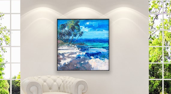 Hawaii Beach Painting on Canvas, Original Art, Tropical Painting, Hawaii Art,  Caribbean Art, Ocean Painting, Living Room Art, Large Wall Art - Etsy Norway