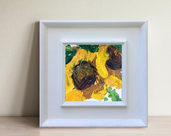 Sunflowers Painting on Canvas, Original Painting, Floral Painting, Flowers Art, Modern Art, Textured, Kitchen Wall Decor, Small Painting