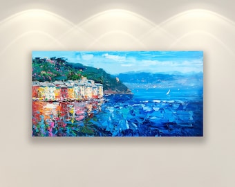 Portofino Italy Wall Art, Canvas Art, Beach Wall Art, Wall Art Prints, Coastal Wall Art, Modern Art, Wall Decor Living Room, Large Wall Art