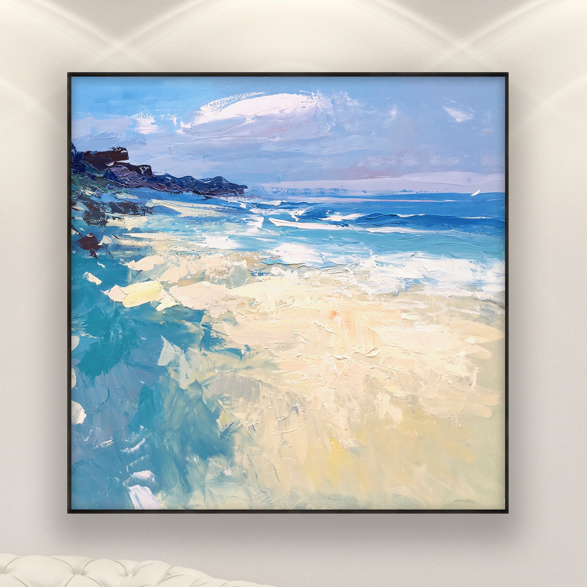 Beach Painting on Canvas Original Painting Beach Art Ocean