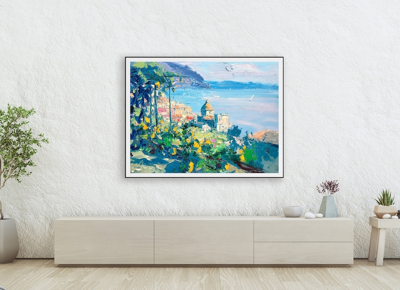 Positano Art, Wall Art Prints, Amalfi Coast, Italy Art, Lemon Tree Art, Seascape Wall Art, Floral Art, Kitchen Wall Art, Wall Decor Art image 2