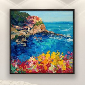 Cinque Terre Painting on Canvas, Manarola Art, Italy Wall Art, Ocean ...