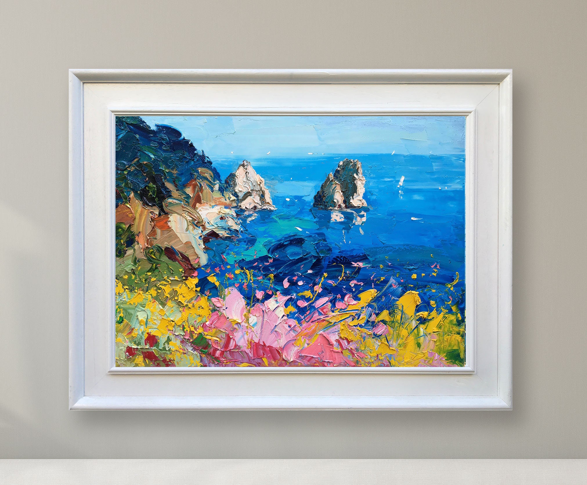 Isle of Capri Painting on Canvas Italy Faraglioni Seascape Etsy