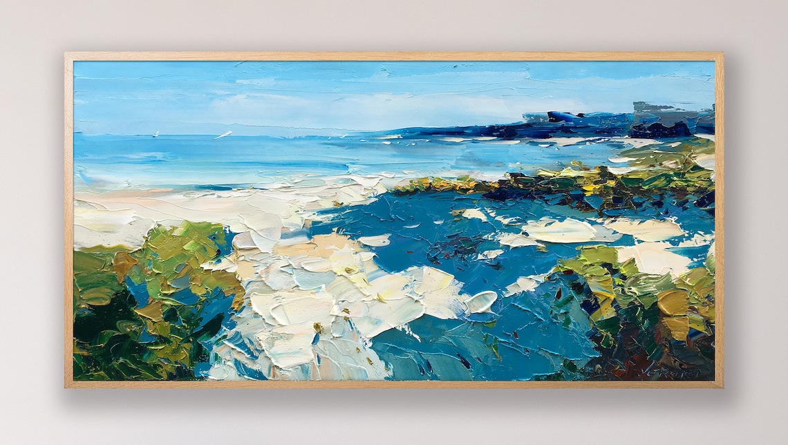 Beach Painting on Canvas Original Art Ocean Wall Art - Etsy