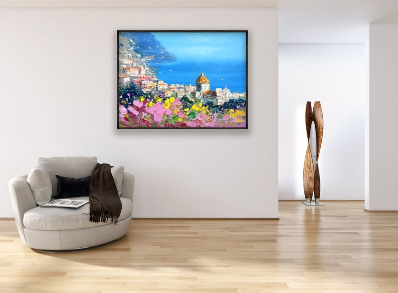 Positano Painting on Canvas, Original Art, Impressionist Italy Art, Seascape Painting, Living Room Wall Art, Large Art, Anniversary Gift image 4