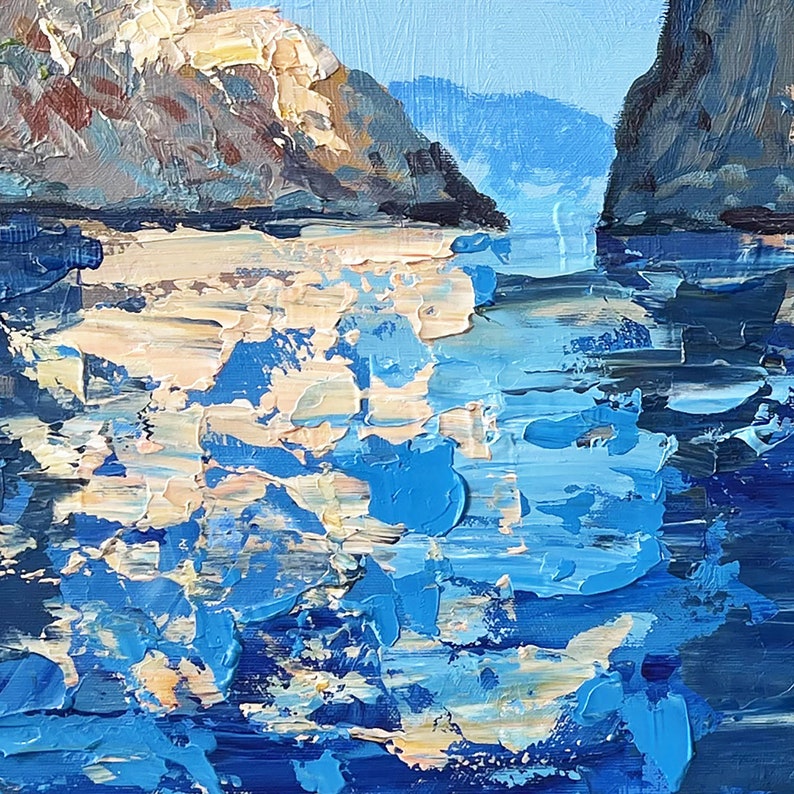 Capri Painting on Canvas, Original Art, Amalfi Coast, Italy Painting, Ocean Art, Seascape Painting, Textured Wall Art, Living Room Wall Art image 5