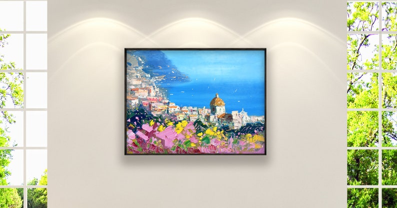Positano Painting on Canvas, Original Art, Impressionist Italy Art, Seascape Painting, Living Room Wall Art, Large Art, Anniversary Gift image 3