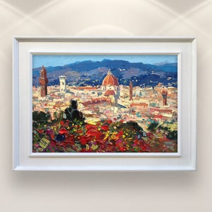 Florence Painting on Canvas, Original Wall Art, Italy Painting, Cityscape Art, Landscape Art, Tuscany Painting, Bedroom Wall Art, Gift