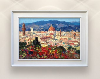 Florence Painting on Canvas, Original Wall Art, Italy Painting, Cityscape Art, Landscape Art, Tuscany Painting, Bedroom Wall Art, Gift