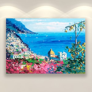Positano Art, Wall Art Prints, Amalfi Coast, Italy Art, Lemon Tree Art, Seascape Wall Art, Floral Art, Kitchen Wall Art, Wall Decor Art