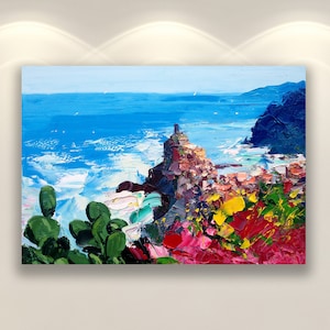 Vernazza Cinque Terre Prints, Original Art, Canvas Print, Italy Art Print, Painting Print, Ocean Prints, Wall Decor Prints, Italy Gifts