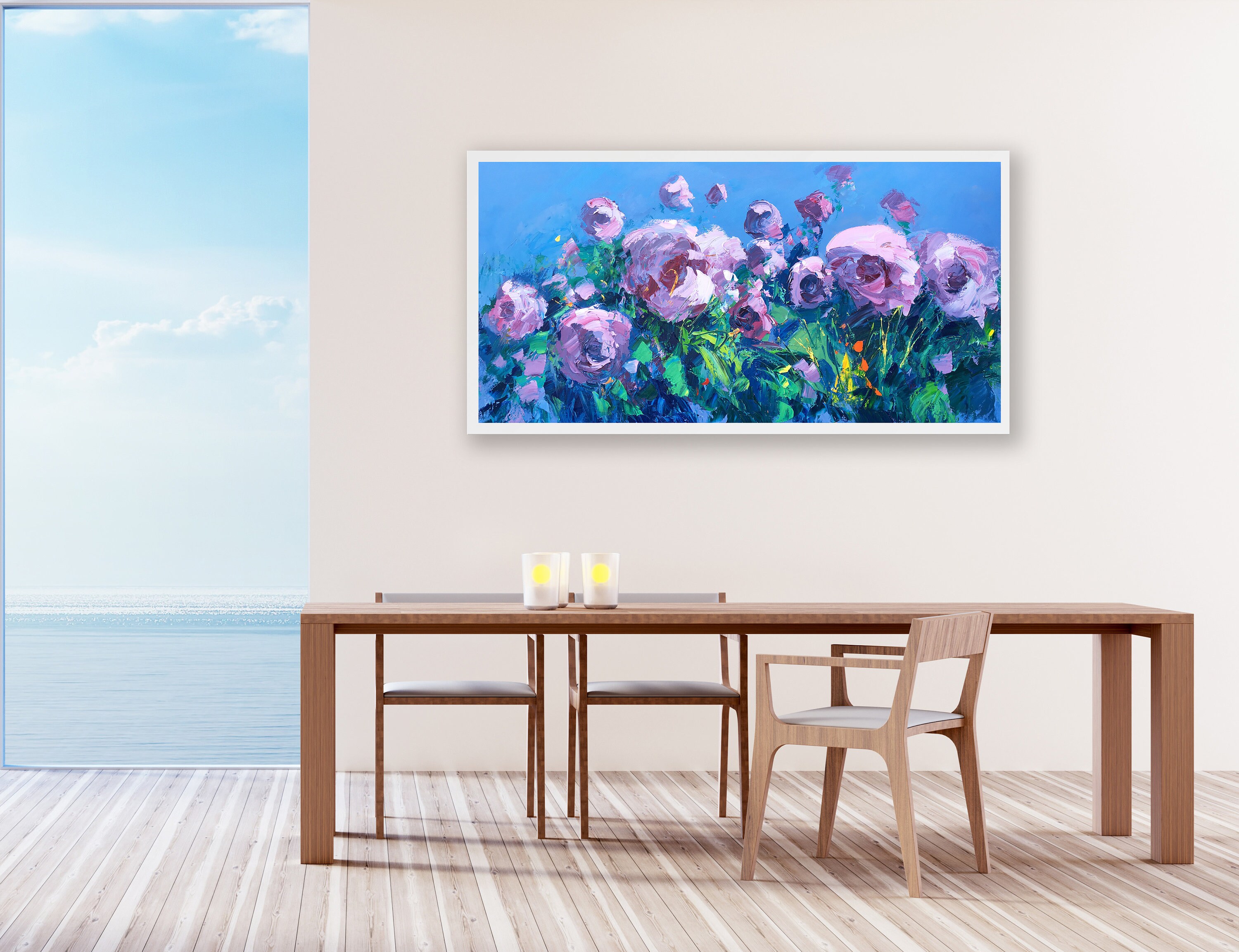 Purple Flowers Painting on Canvas Original Art Floral | Etsy