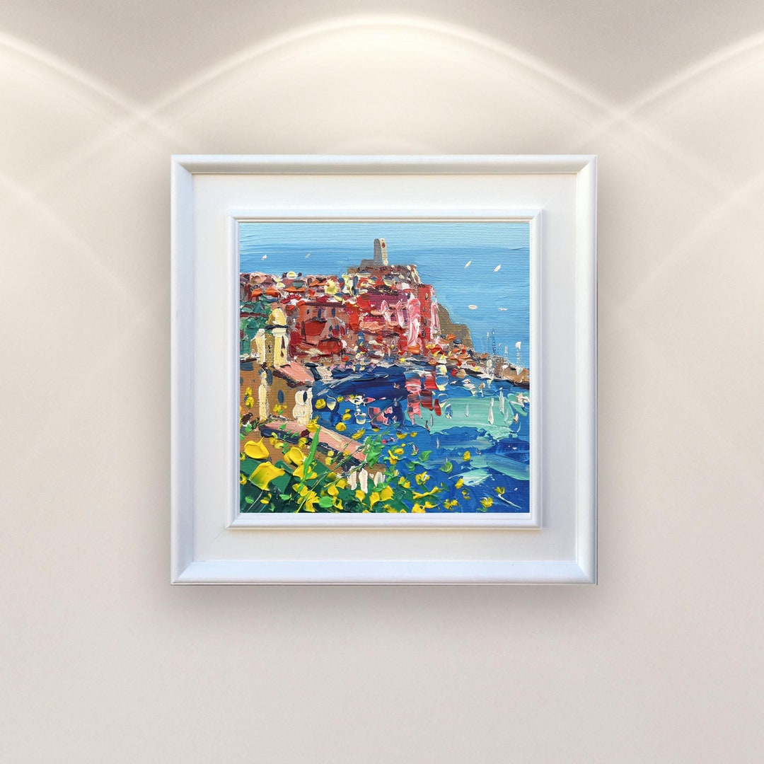 Original Vernazza Italy Oil Painting, Impressionist Cinque Terre Small ...