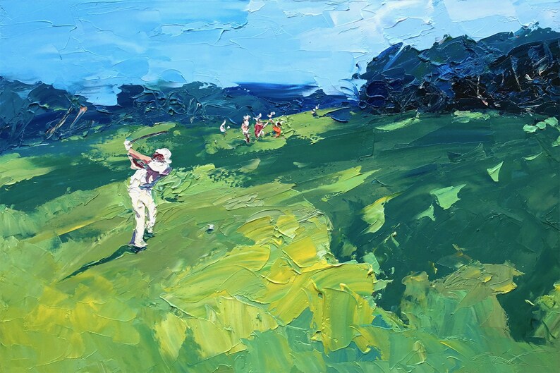 Golf Painting on Canvas Original Art Golf Art Landscape Etsy