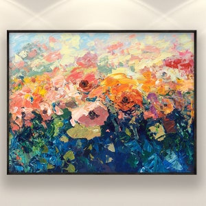 Flowers Painting on Canvas, Original Painting, Rose Painting, Floral Wall Art, Modern Wall Art, Wall Decor Living Room, Large Wall Art image 1
