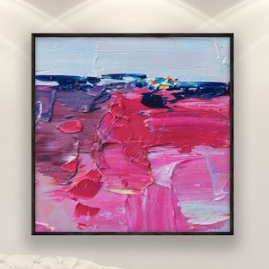 Abstract Pink Painting on Canvas, Original Art, Modern Art, Contemporary Art, Textured, Living Room Wall Art, Large Wall Art, Square Art image 2