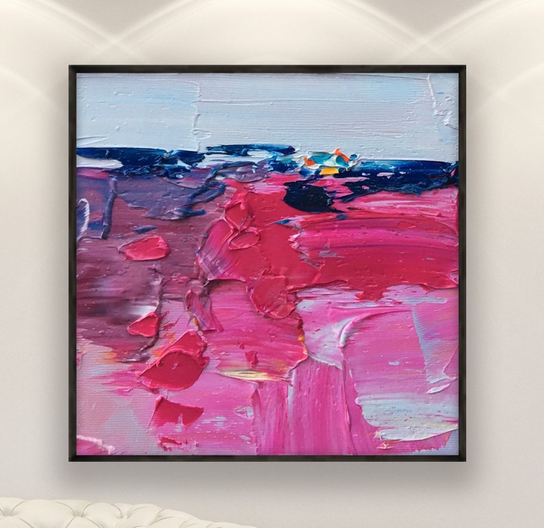 Abstract Pink Painting on Canvas, Original Art, Modern Art, Contemporary Art, Textured, Living Room Wall Art, Large Wall Art, Square Art image 2