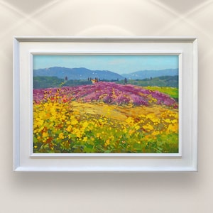 Landscape Painting on Canvas, Original Painting, Lavender Painting, Tuscany Painting, Impressionist Art, Country Art, Bedroom Wall Art