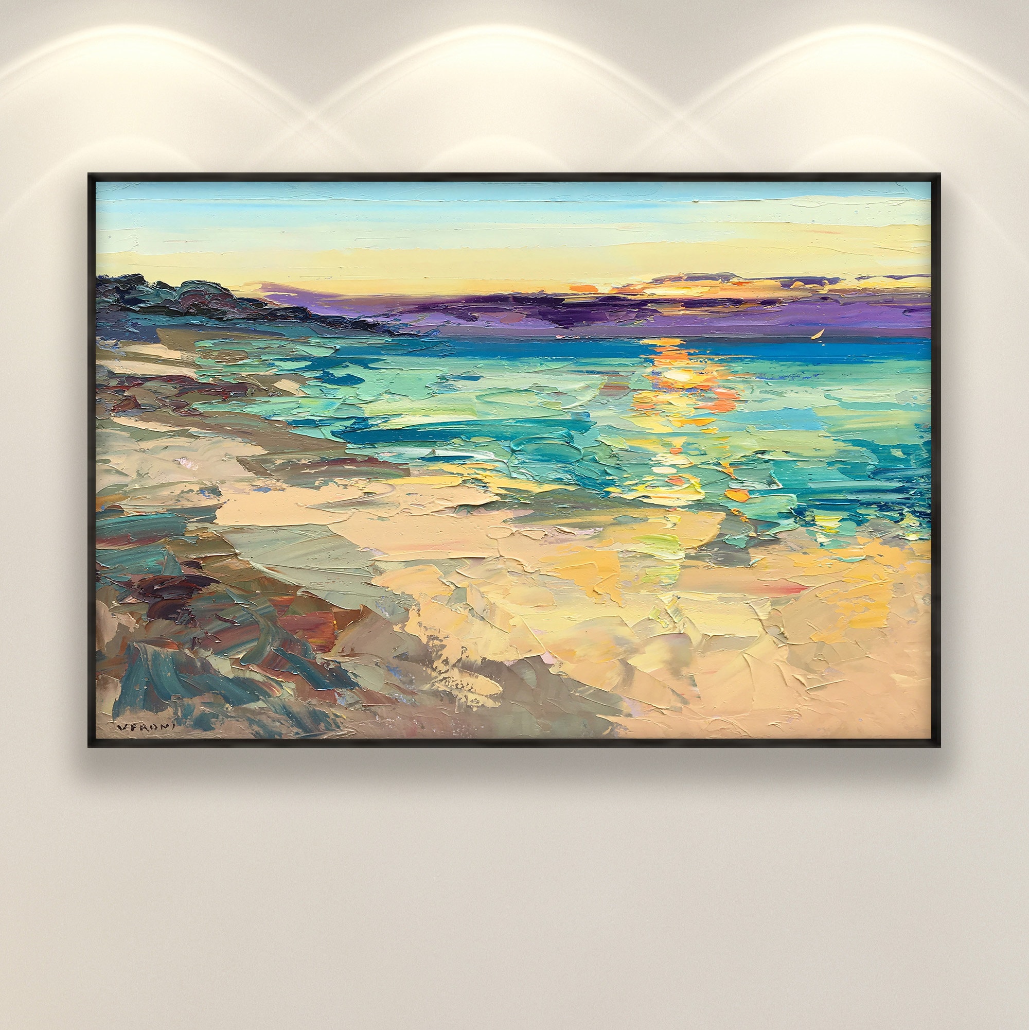 Original Acrylic Painting, Sunset Painting, Mini Painting, Set of 4 