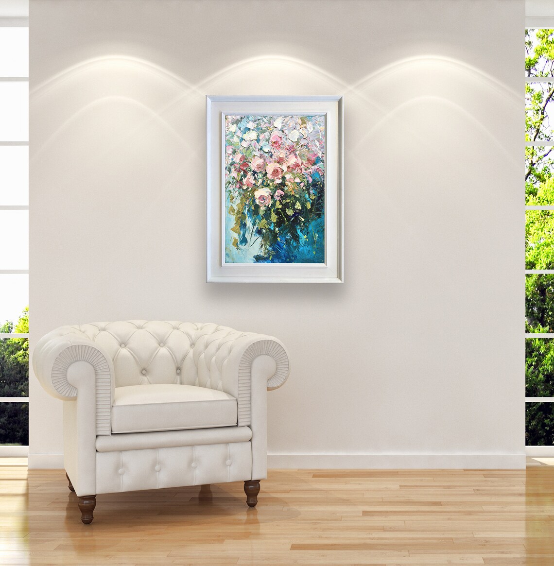 White Roses Painting on Canvas Original Painting Flowers Etsy
