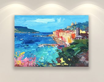 Portovenere Cinque Terre Art Print, Original Italy Art, Sea Wall Art, Canvas Art, Seascape Wall Art Prints, Kitchen Wall Art, Large Wall Art
