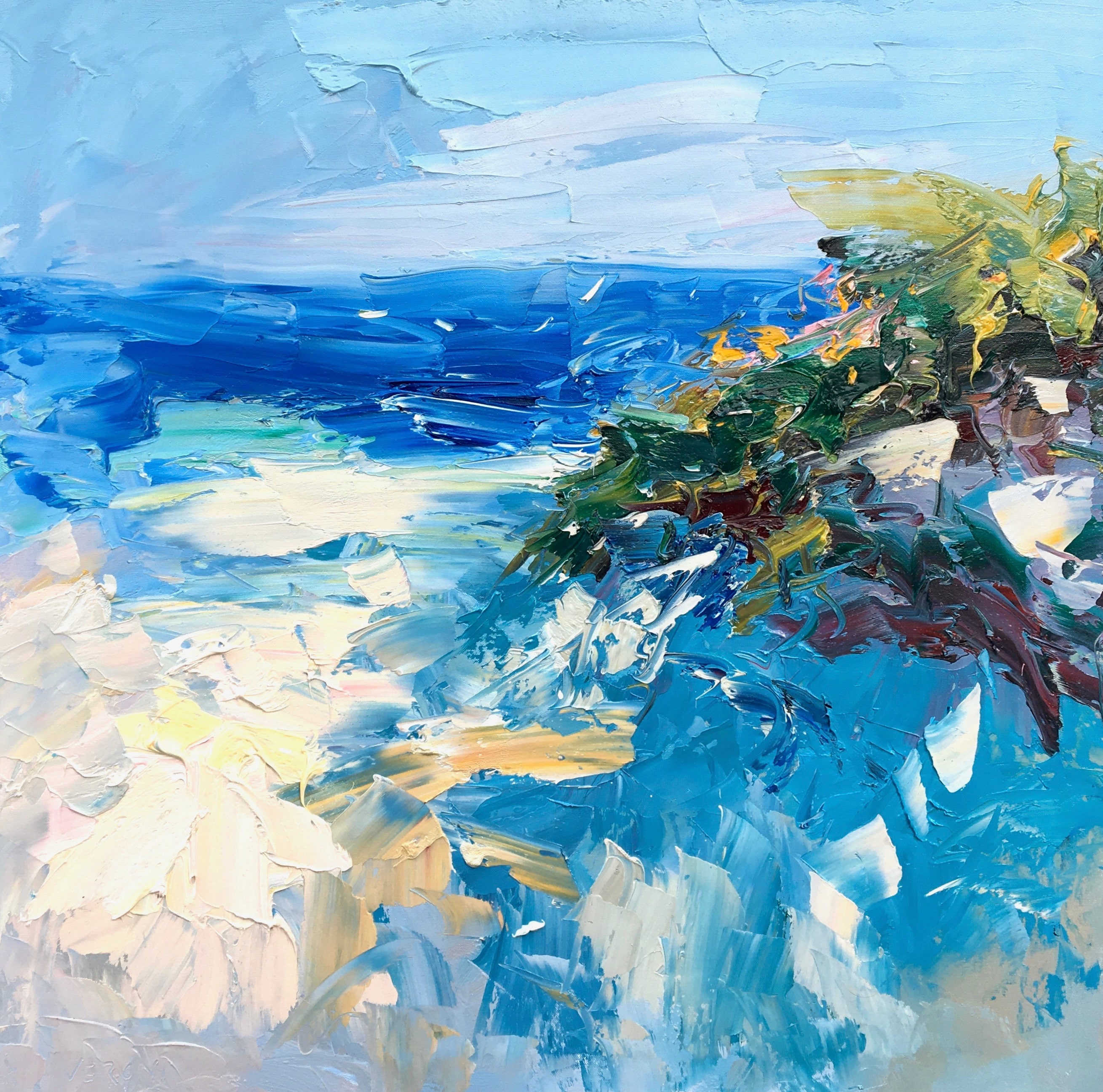 Abstract Beach Painting on Canvas Original Art Coastal Art Etsy Ireland