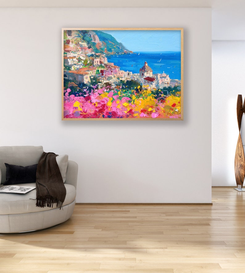 Canvas Original Art Italy Seascape, Paintings For Living Room Wall Seascape