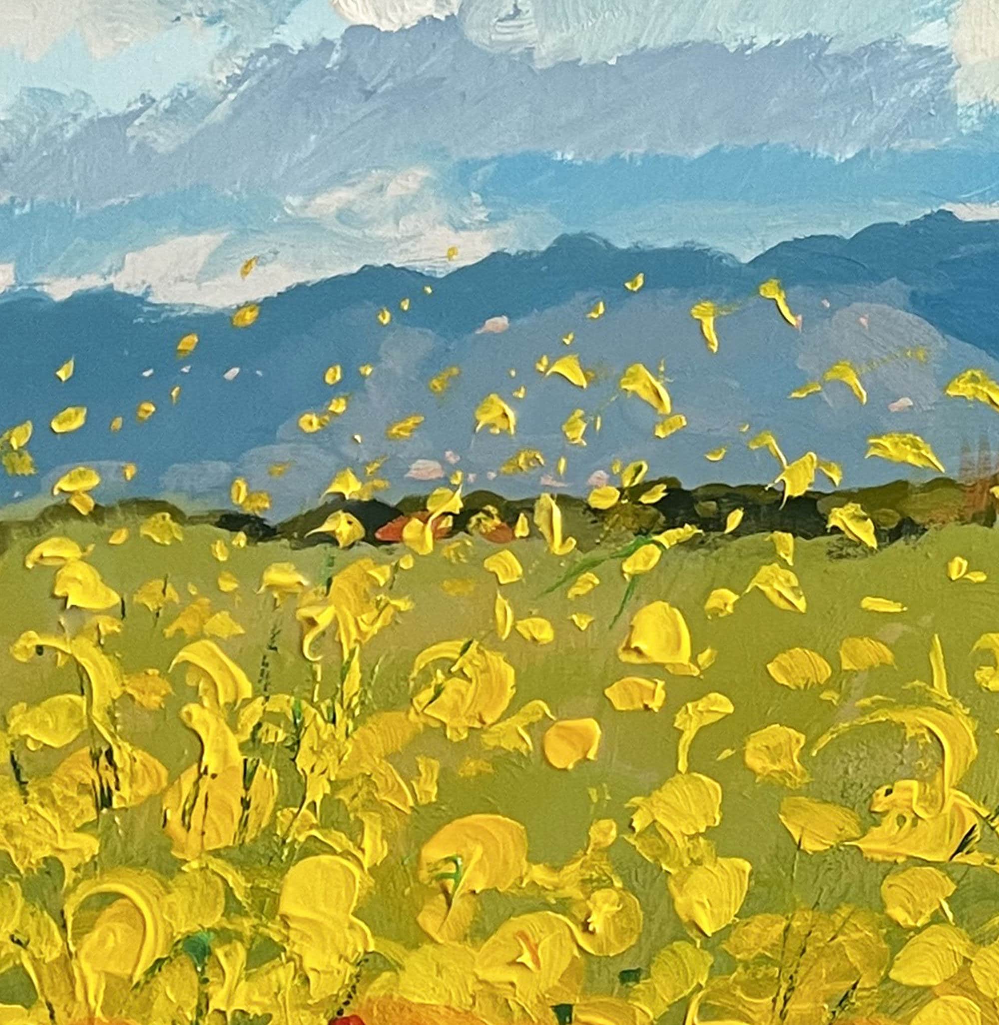 油絵トスカーナ風景 トスカーナの風景油絵 イタリア トスカーナの芸術 厚塗り絵画