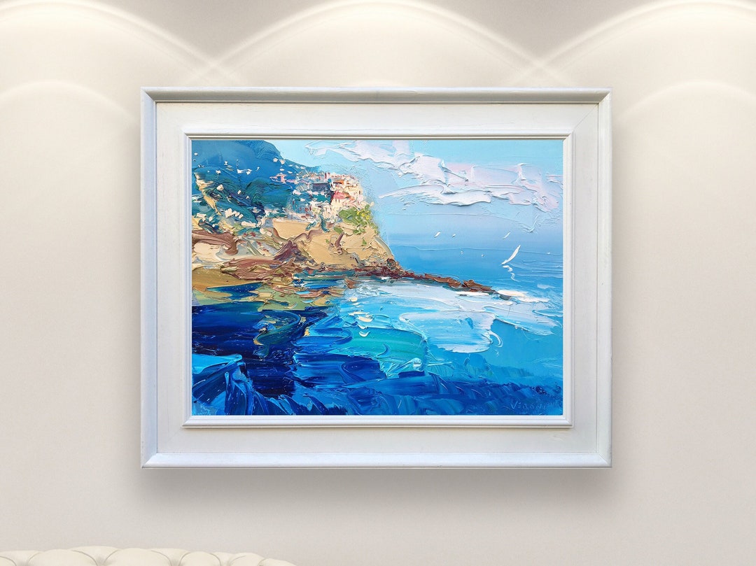 Manarola Cinque Terre Painting on Canvas Original Art Italy - Etsy