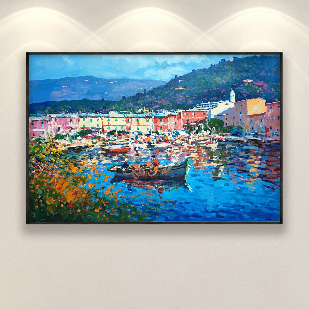 Portofino Painting on Canvas, Original Painting, Italian Painting ...