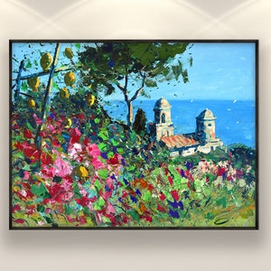 Ravello Painting on Canvas, Original Art, Italian Wall Art, Amalfi Coast, Seascape Painting, Impressionist Art, Wall Decor Living Room