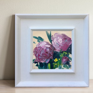 Lila Hortensie Malerei auf Leinwand, Originalkunstwerk, Blumen Kunst, Blumenmalerei, Schlafzimmer Wandkunst, Küche Wandkunst, kleine Malerei, Geschenk Bild 1