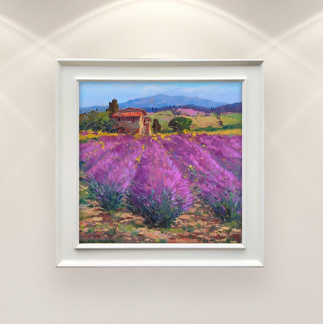ラベンダー畑の油絵：現代印象派の風景画 - Etsy 日本