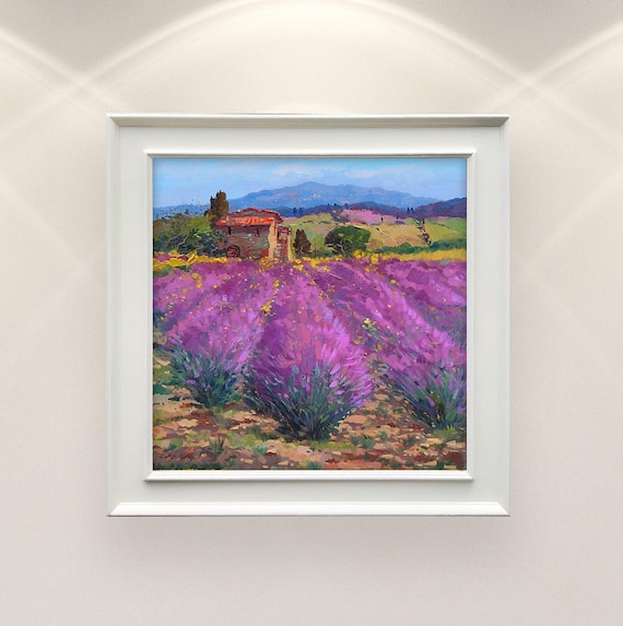 ラベンダー畑の油絵：現代印象派の風景画 - Etsy 日本