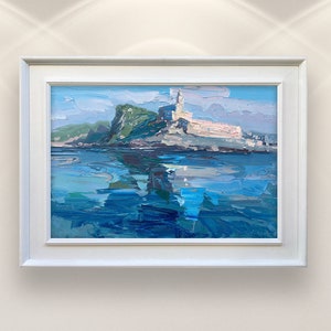 Portovenere Painting on Canvas, Textured Fine Art, Original Italy Coastal Seascape, Bedroom Wall Decor, Home Decor, Unique Gift Idea