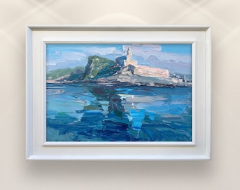 Portovenere Painting on Canvas, Original Art, Cinque Terre, Italy Art, Coastal Wall Art, Seascape Art, Bedroom Wall Decor, Home Decor, Gift