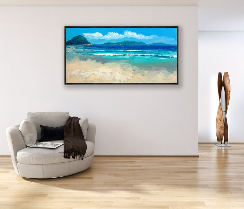 Tropical Beach Painting on Canvas Original Art Seascape - Etsy