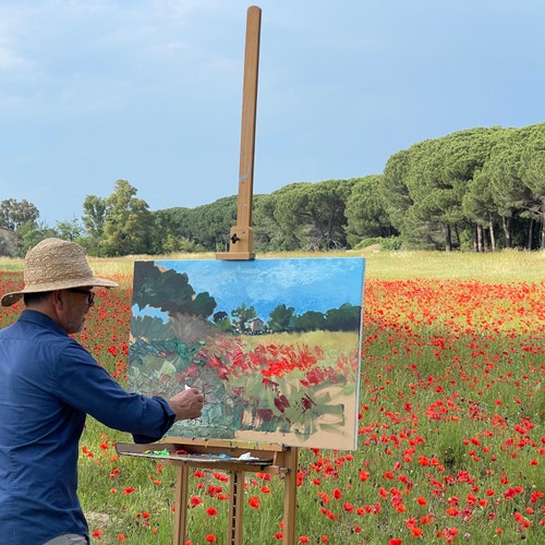 油絵トスカーナ風景 トスカーナの風景油絵 イタリア トスカーナの芸術 厚塗り絵画
