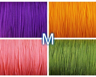 1 mm Nylon Cord, 10meters, Shamballa,  Macrame, Kumihimo, coral, purple, lt orange, olive